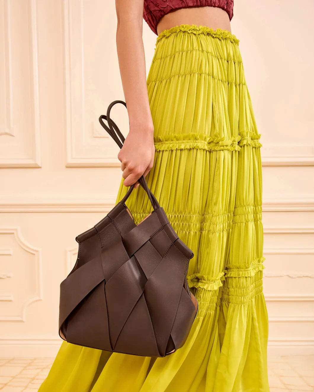 ULLA JOHNSON Charlotte Shoulder Bag Wenge on figure side