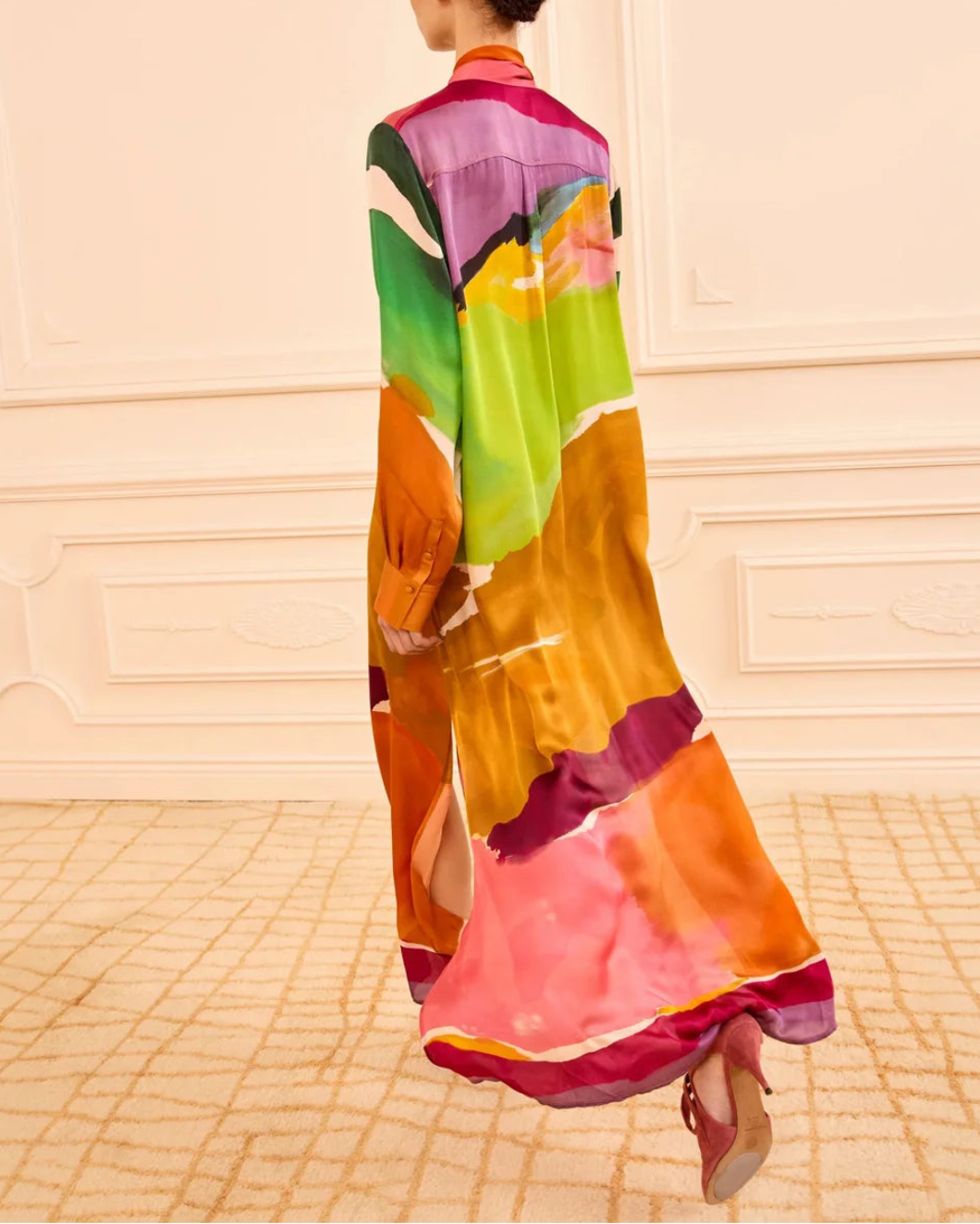 ULLA JOHNSON Critique Silk Dress Nature Abhors A Vacuum on figure back