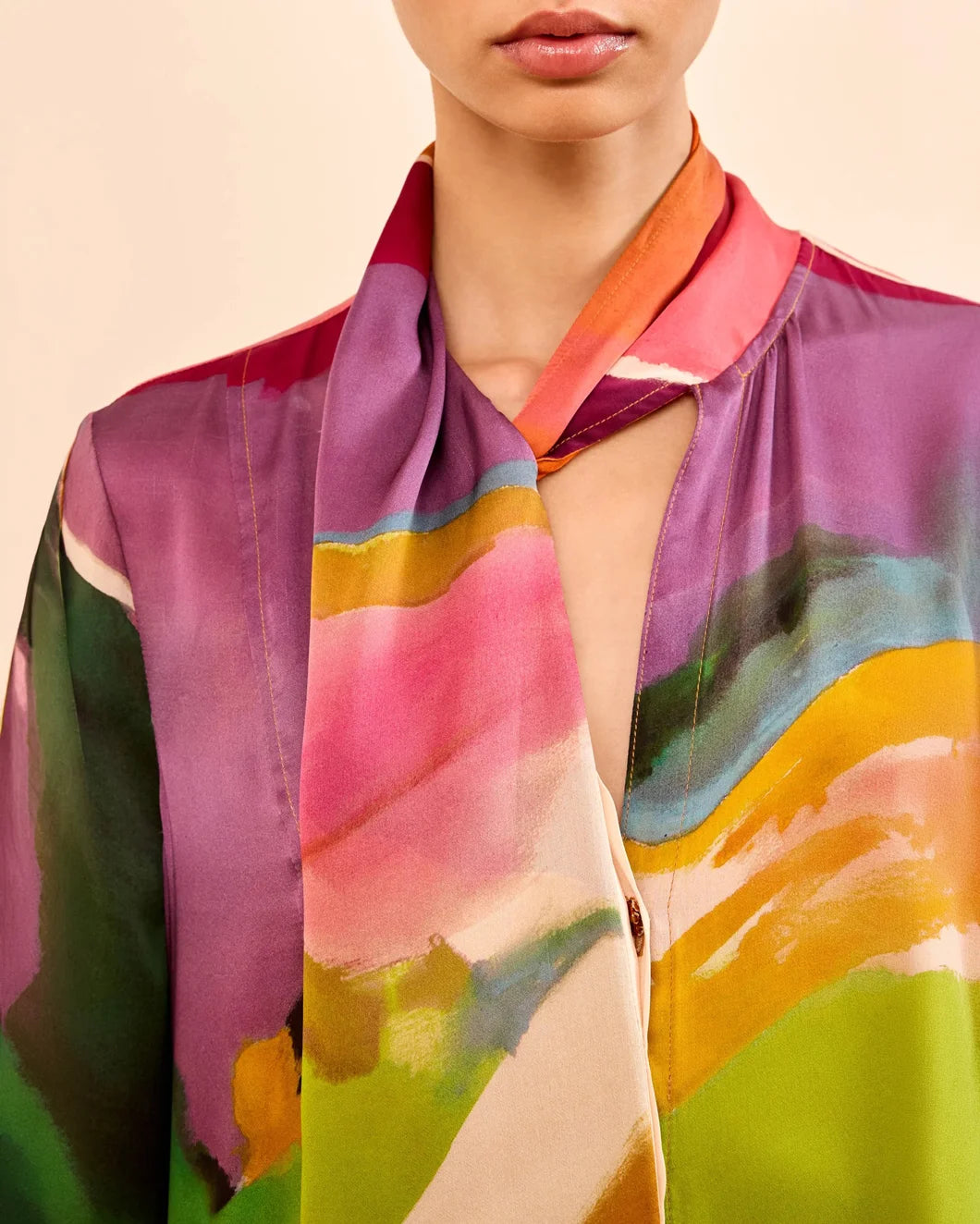 ULLA JOHNSON Critique Silk Dress Nature Abhors A Vacuum on figure front detail