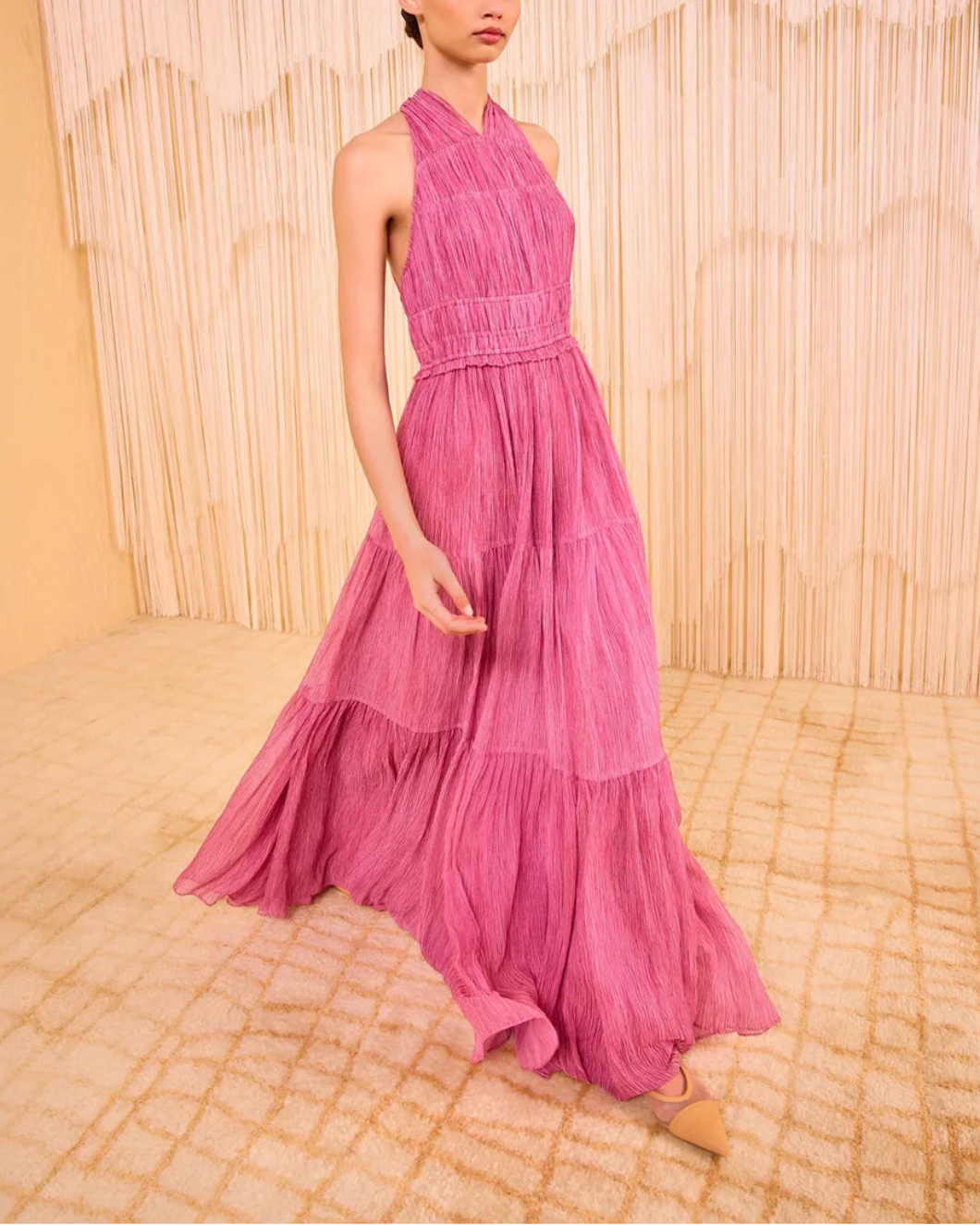 ULLA JOHNSON freesia gown pink on figure side