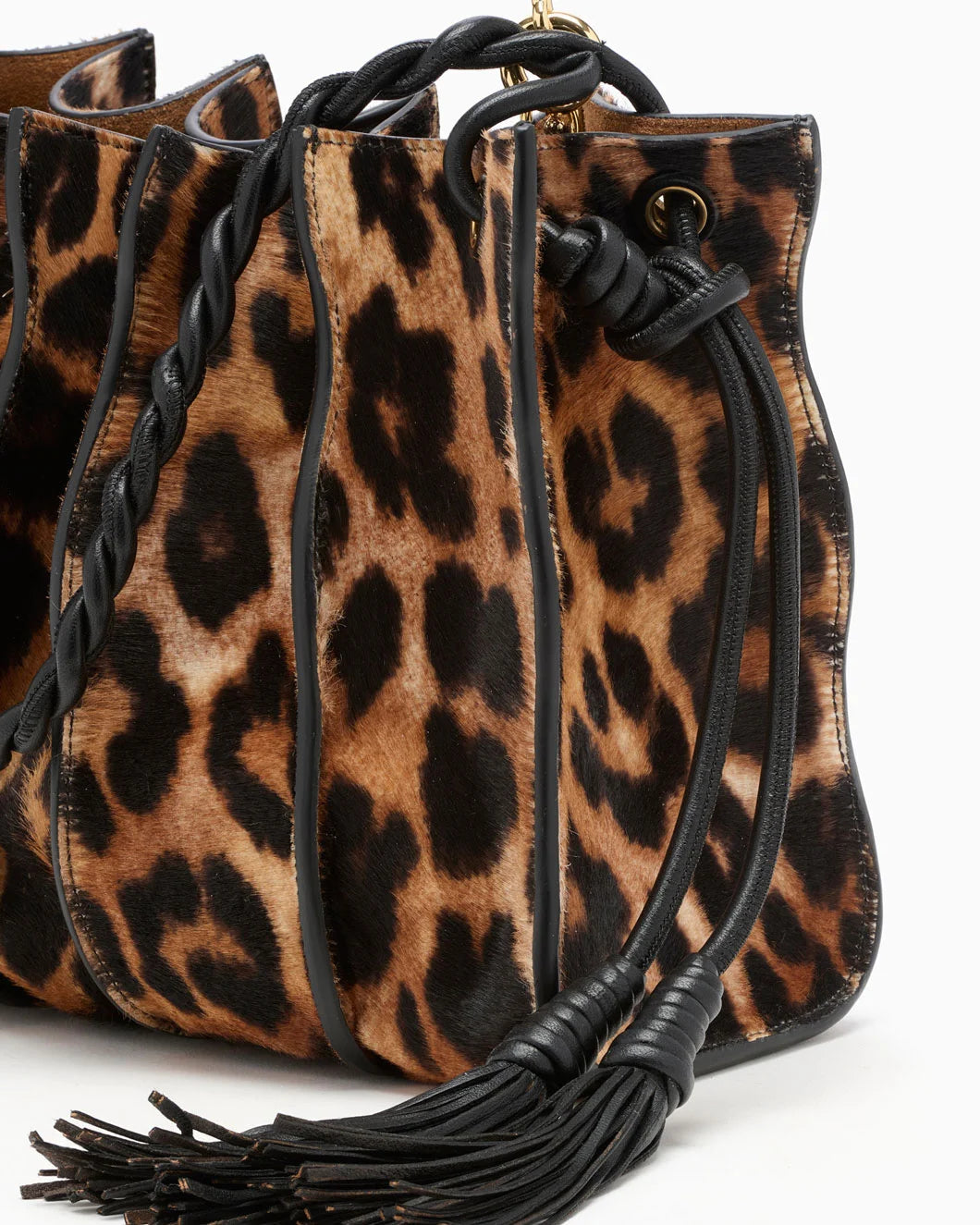 ULLA JOHNSON Adria Small Shoulder Bag leopard front detail