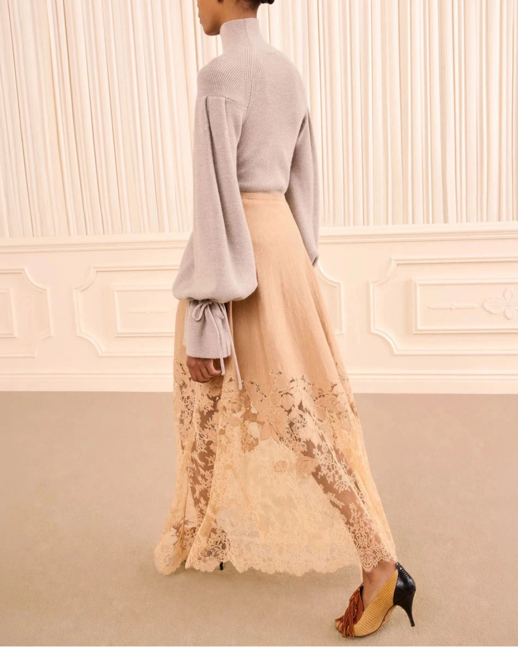 ULLA JOHNSON Josina Lace Midi Skirt on figure back