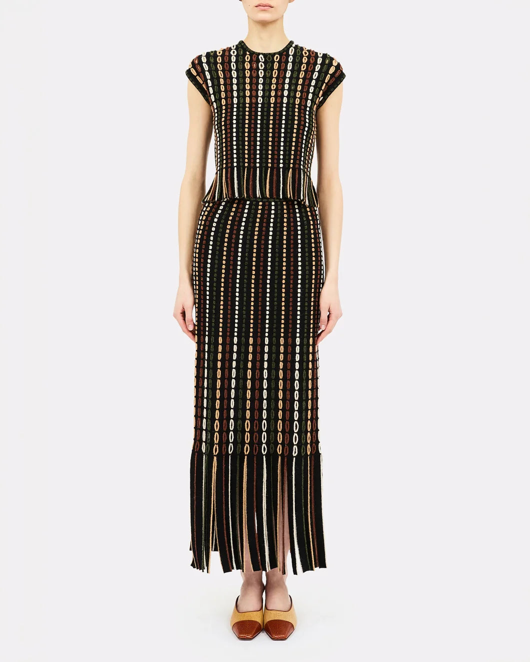 ULLA JOHNSON Ineze Knit Skirt on figure front