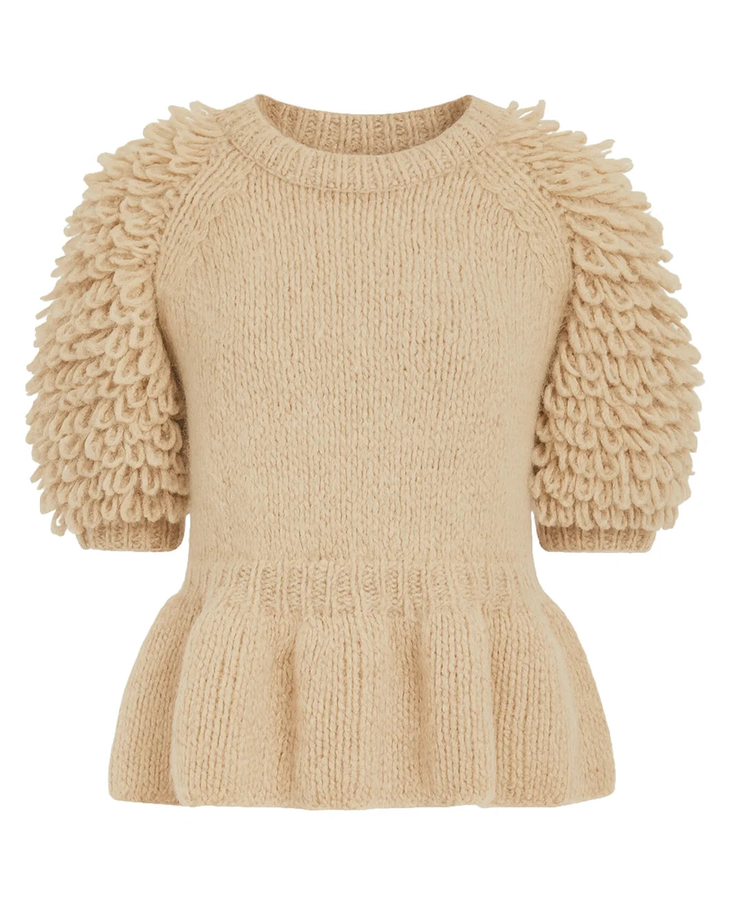 ULLA JOHNSON selene peplum pullover alabaster isolated