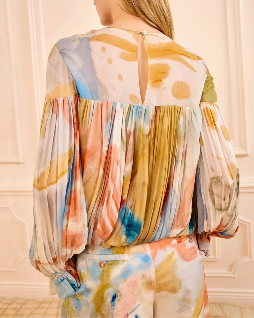 Ulla Johnson Pearl LS Silk Blouse Wedre Western Dream on figure back
