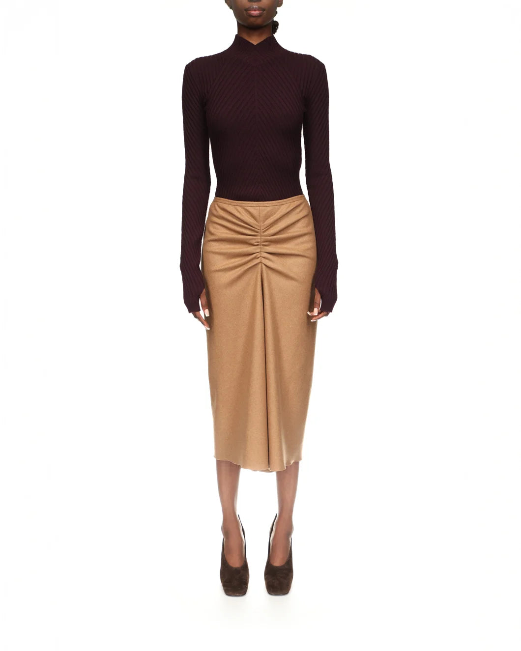 Victoria Beckham Gathered Waist Midi Skirt | SHOWROOM Victoria Beckham Gathered Waist Midi Skirt | SHOWROOM