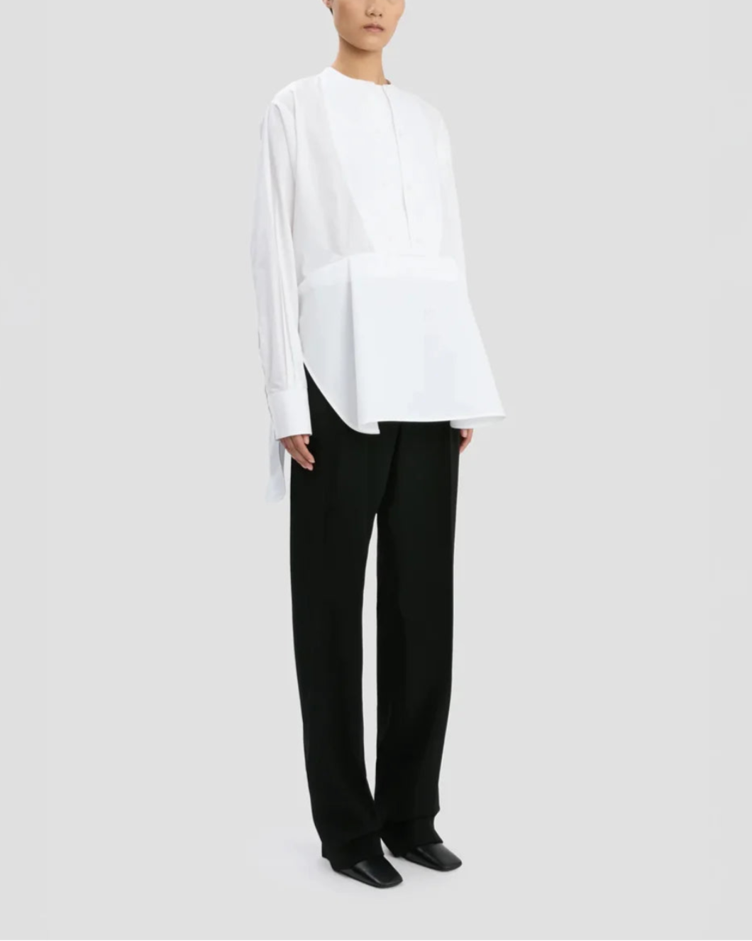 VICTORIA BECKHAM double bib detail shirt white on figure side