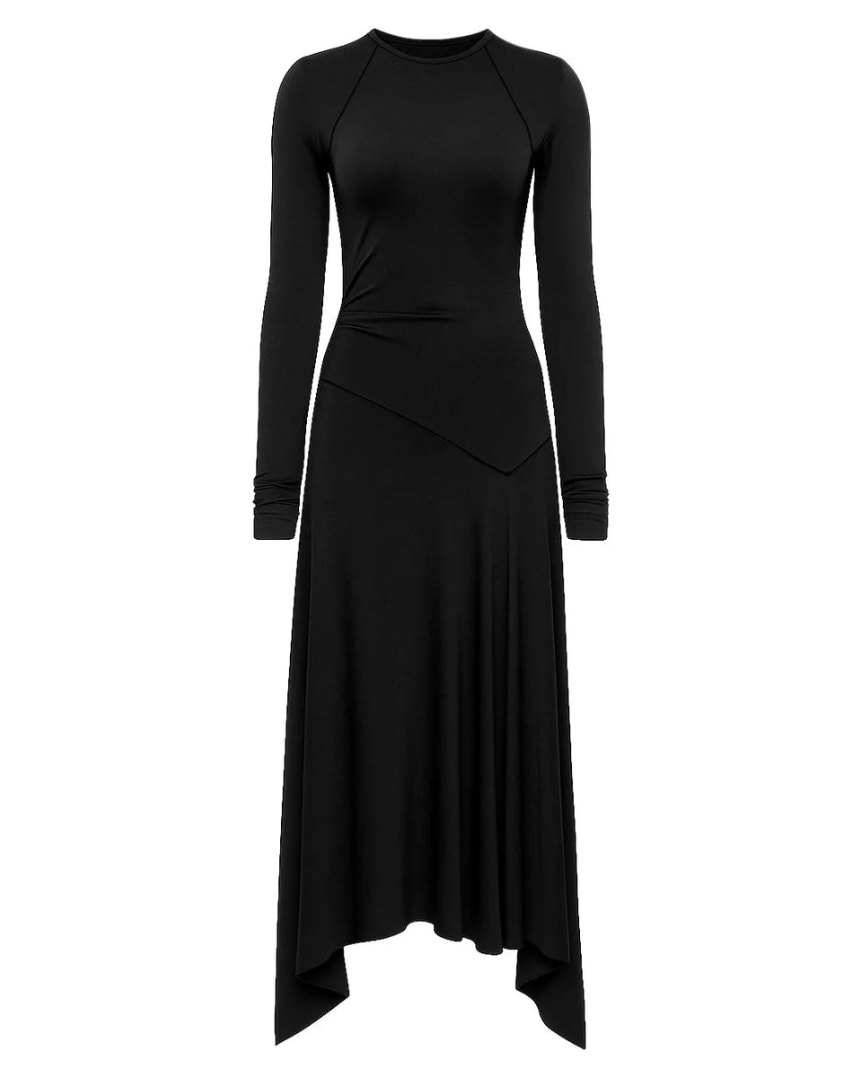 victoria beckham long sleeve dress Midi In Black while the fluid fabric Size:US12 - Preorder festival outfits Men's Dark gray Loose-Fit