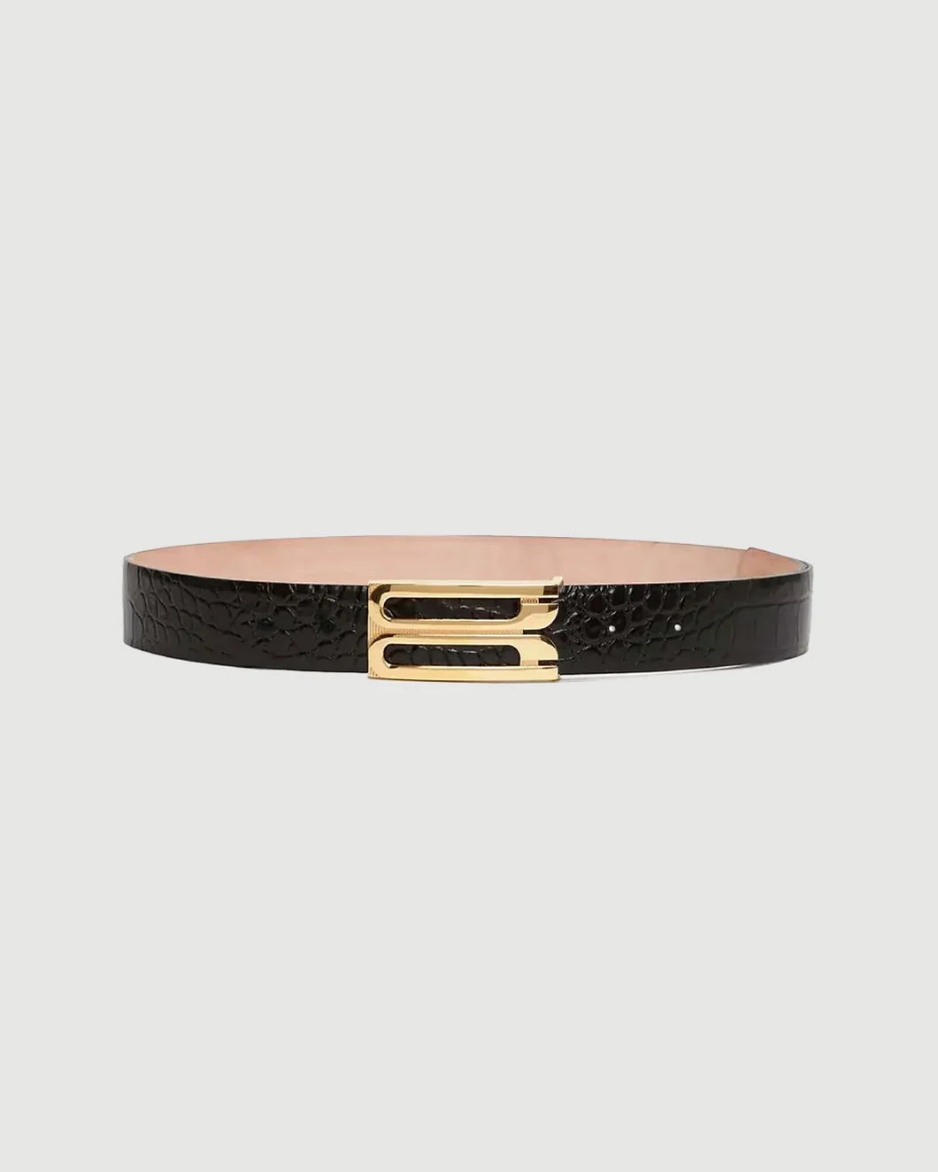 VICTORIA BECKHAM Dorian Jumbo Frame Belt black Croc isolated