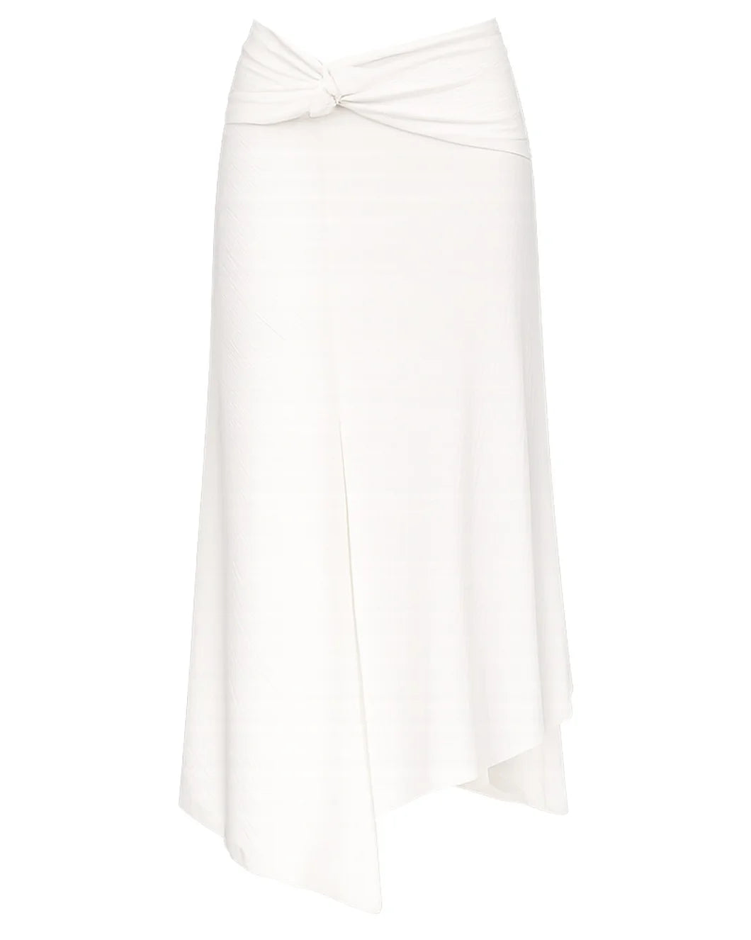 VICTORIA BECKHAM twist detail midi skirt white front isolated