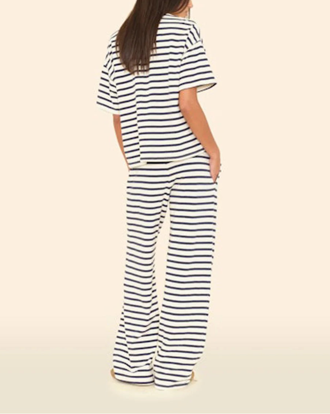 XIRENA emmette sweatpant natural stripe on figure back