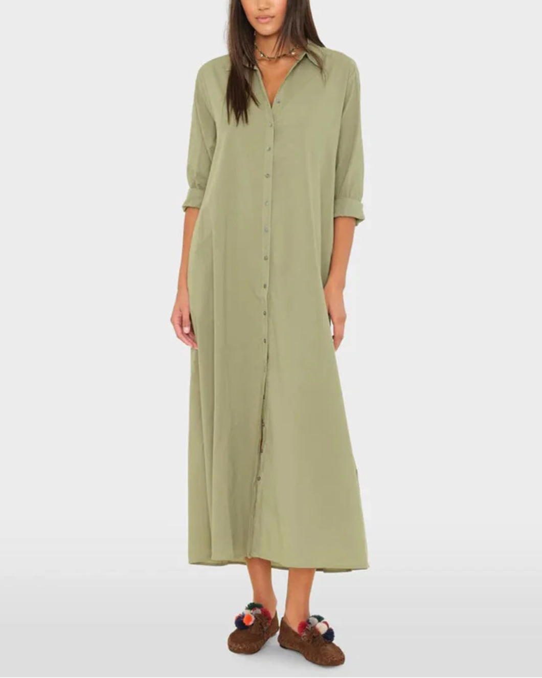 XIRENNA Boden Dress Dark Seagrass on figure front