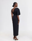 acler allister column midi dress black dress on figure back