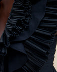 acler elsher maxi dress black figure detail