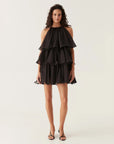 aje Claudia Tiered Mini Dress black