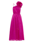 aje Quintessa Flower Midi Dress magenta pink