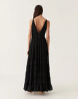aje rosewood ruched gown black on figure back