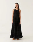 aje rosewood ruched gown black on figure front