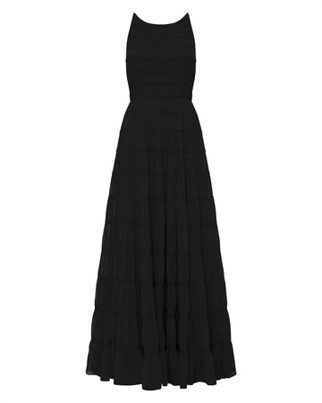 aje rosewood ruched gown black