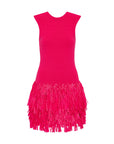 aje Rushes Fringe Knit Mini Dress fuschia pink