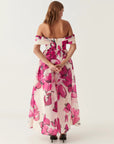aje cordelia corsetted maci dress pink floral