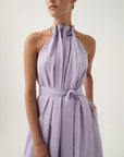 aje mariel trapeze dress lilac purple on figure detail