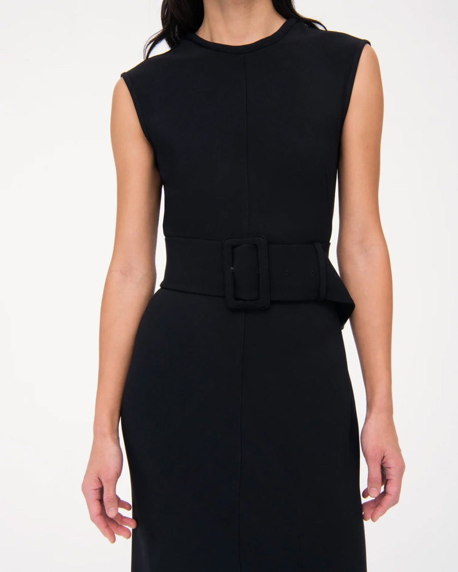 another tomorrow bias belted dress black dress on figure front detail