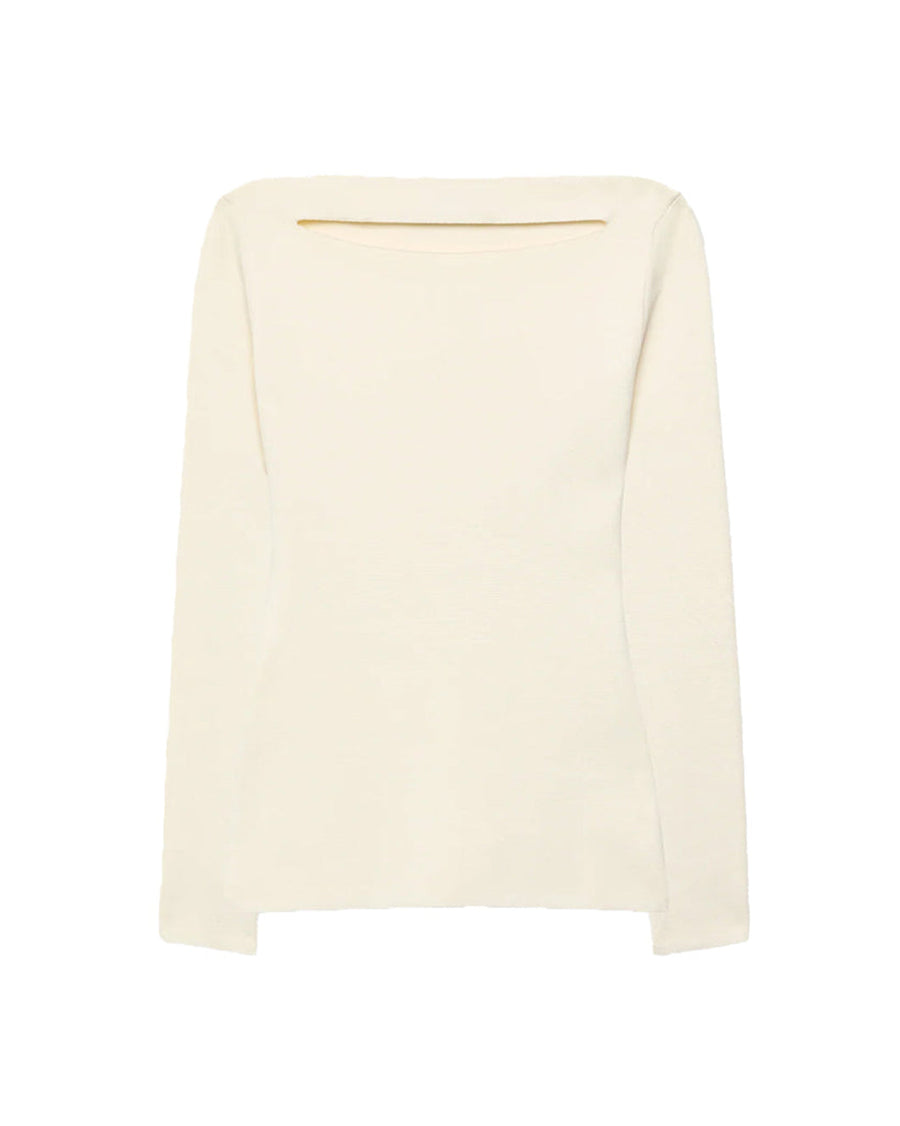 another tomorrow compact cutout knit top off white 
