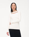 another tomorrow compact cutout knit top off white on figure front