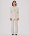     another tomorrow oversized blazer and relaxed wide leg pants parchment blazer and pants on figure front