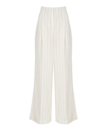 another tomorrow wide leg pleated trouser off white and black stripe