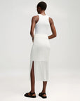 argent Knit Skirt Mercerized Cotton White on figure back
