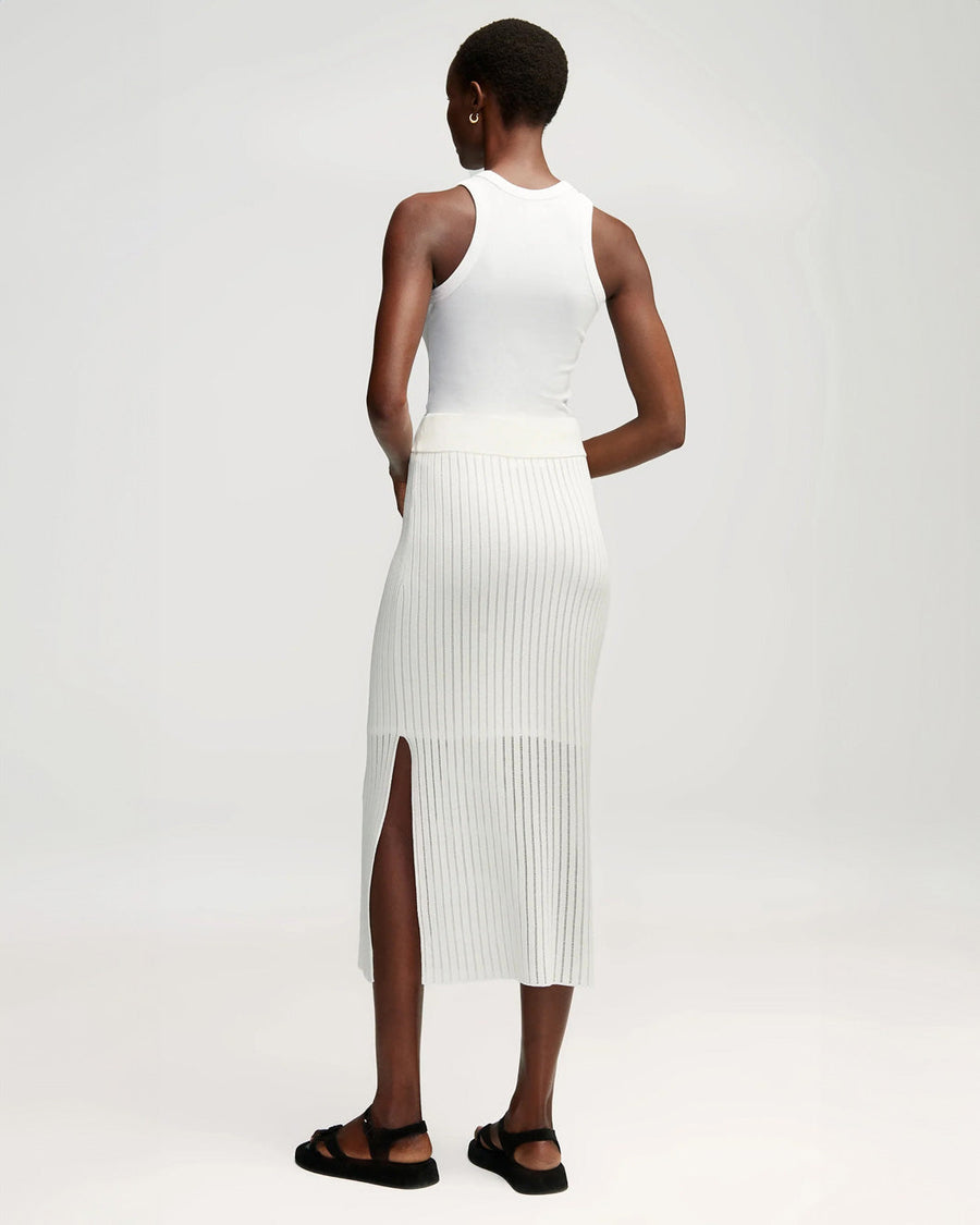 argent Knit Skirt Mercerized Cotton White on figure back