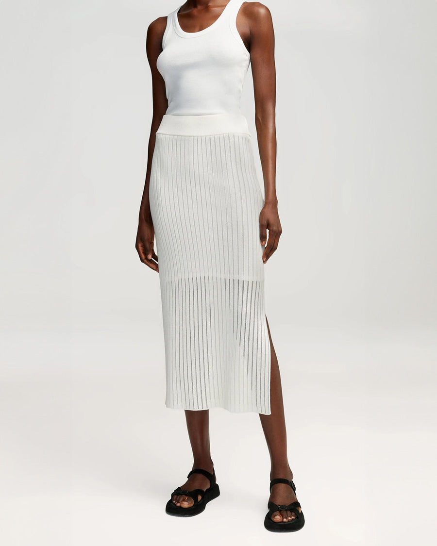 argent Knit Skirt Mercerized Cotton White on figure front