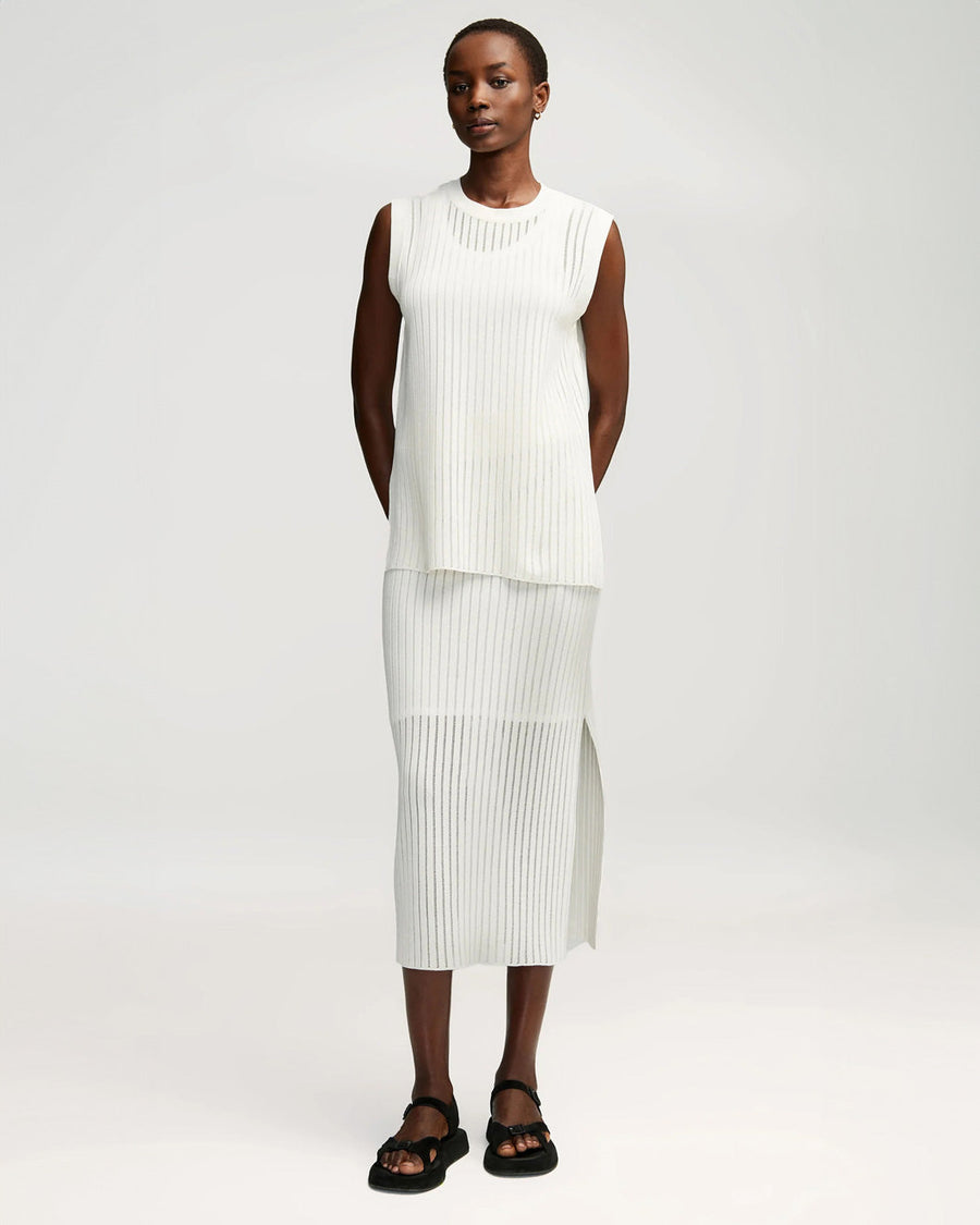 argent Knit Skirt Mercerized Cotton White on figure front