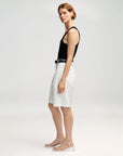 argent Pleated Short Cotton Twill Ivory white on figure side