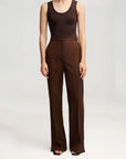 argent Prince Trouser Seasonless Wool Chocolate brown on figure front