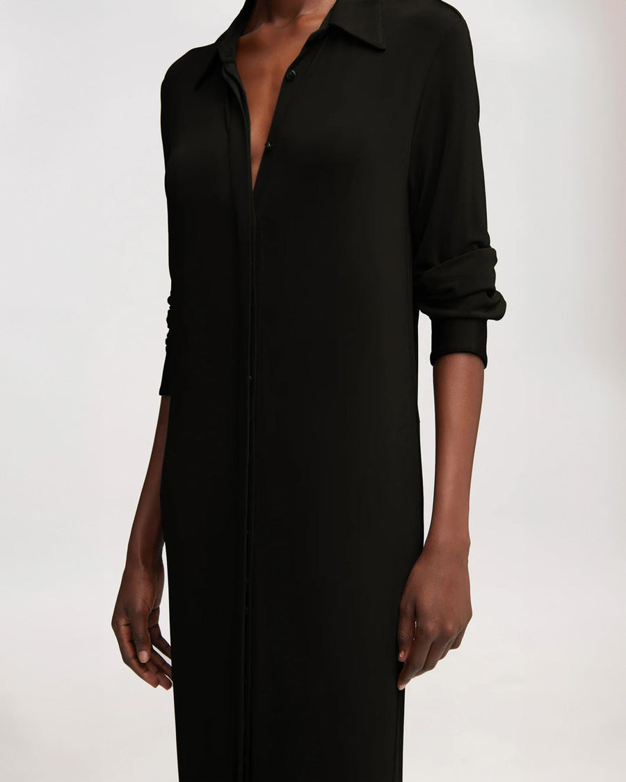 argent Shirt Dress Matte Jersey Black on figure detail