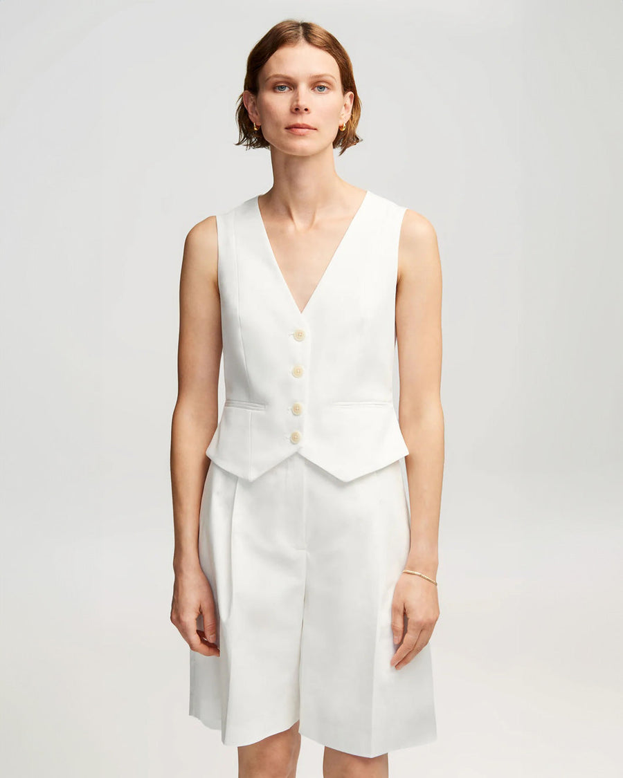 argent Waistcoat Cotton Twill Ivory white on figure front