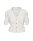 argent collared pocket knit top ivory