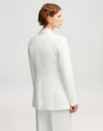 argent Double Breasted Blazer Ivory textured linen on figure back