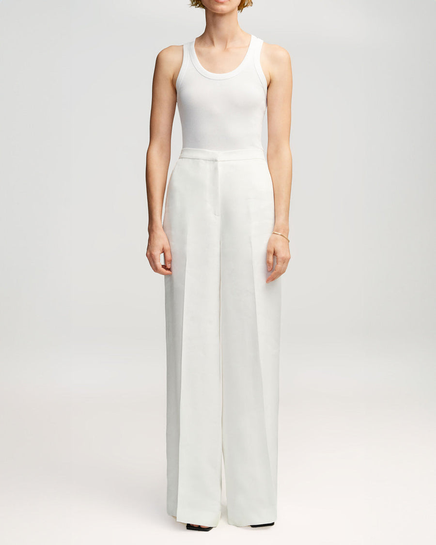 argent jones trouser texture twill ivory white on figure front