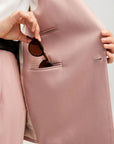 argent peak lapel blazer dusty pink on figure front pocket