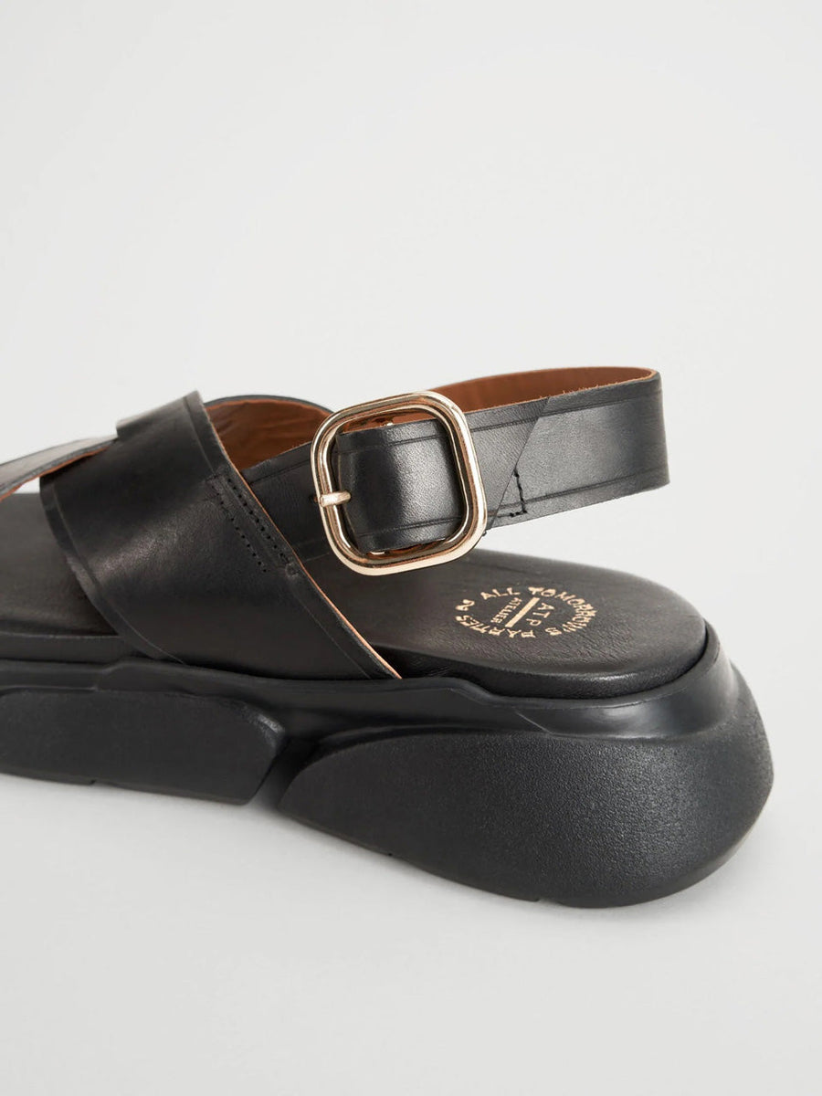 atp barisci black leather chunky sandals black