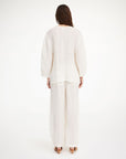 by malene birger mikala organic linen blouse white on figure back