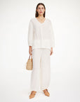 by malene birger mikala organic linen blouse white on figure front