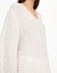by malene birger mikala organic linen blouse white on figure side