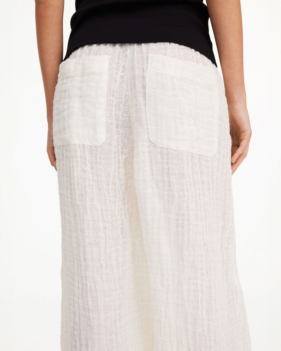 by malene birger Mikele Organic Linen Trousers white on figure back detail