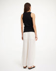 by malene birger Mikele Organic Linen Trousers white on figure back