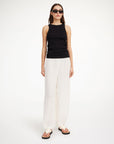 by malene birger Mikele Organic Linen Trousers white on figure front